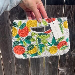 Sincerly Jules Vibrant Beaded Clutch - White, Green, Yellow, Orange